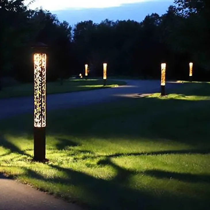 customized corten steel garden style led bollard lights